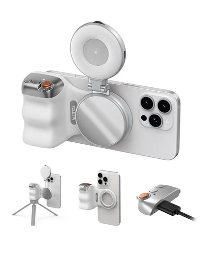 TELESIN Fun Shot Magnetic Phone Camera Grip & Magnetic Selfie Light Bundle Kit