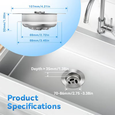 3-in-1 Kitchen Sink Drain Strainer